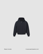"Seventhstore" basic cotton zip hoodie
