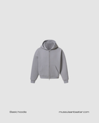 "Seventhstore" Basic cotton zip hoodie