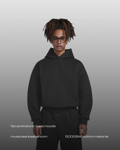 "Seventhstore" basic cotton hoodie