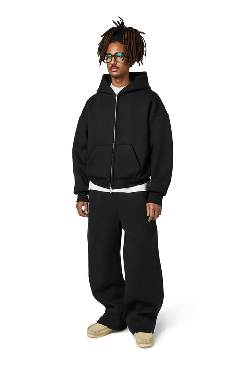 "Seventhstore" basic cotton zip hoodie