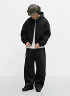 "Seventhstore" basic cotton zip hoodie