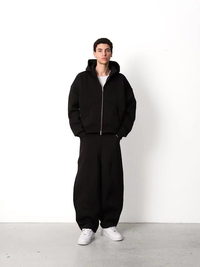 "Seventhstore" basic cotton zip hoodie