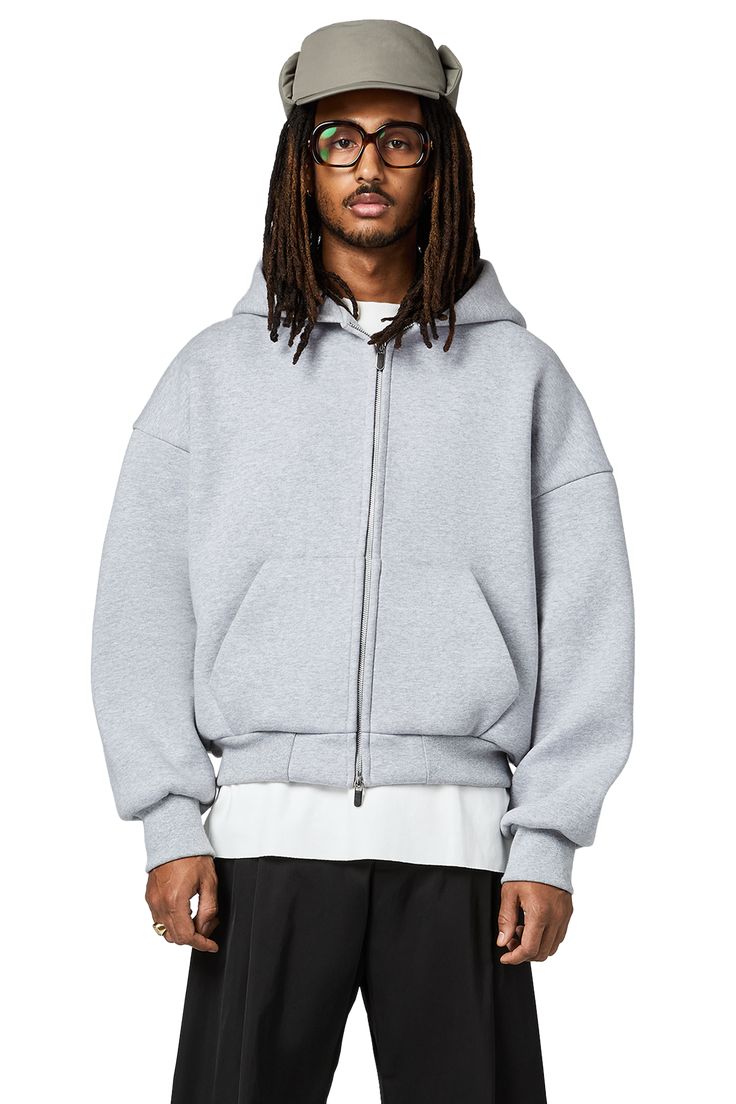 "Seventhstore" Basic cotton zip hoodie